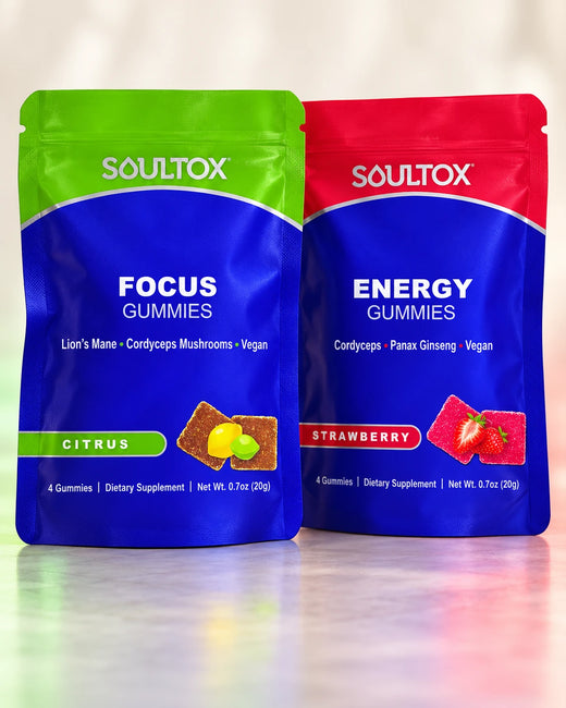 SOULTOX Mushroom Gummies 20-Pack Duo Bundle — Focus + Energy