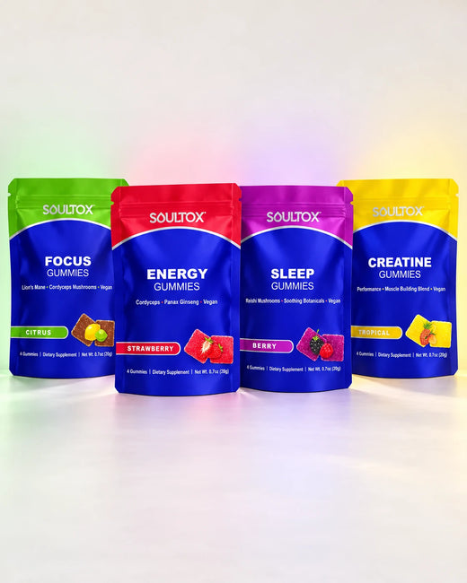 SOULTOX Mushroom Gummies 40-Pack Complete Bundle — Focus, Energy, Sleep + Creatine