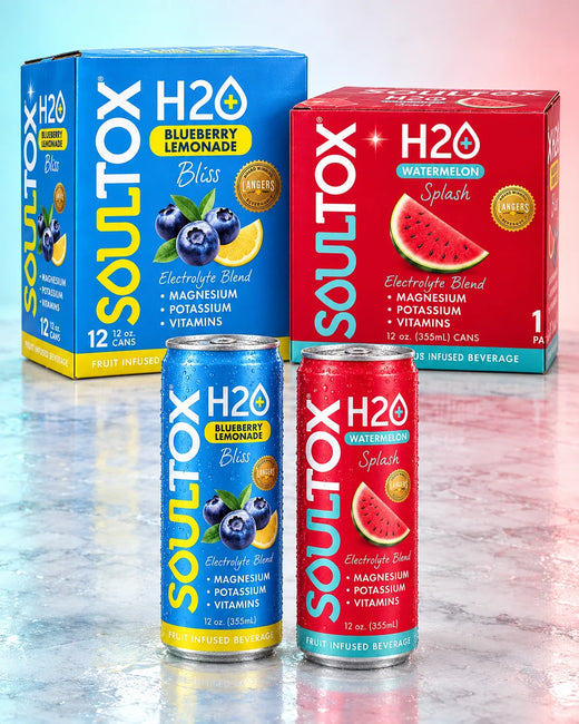 SOULTOX Fruit Fusion Variety 2-Case Bundle — Watermelon Splash + Blueberry Lemonade | 24 Cans