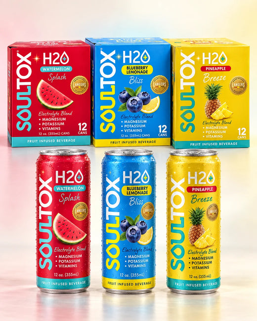 SOULTOX Fruit Fusion Variety 3-Case Bundle — Watermelon, Blueberry + Pineapple | 36 Cans
