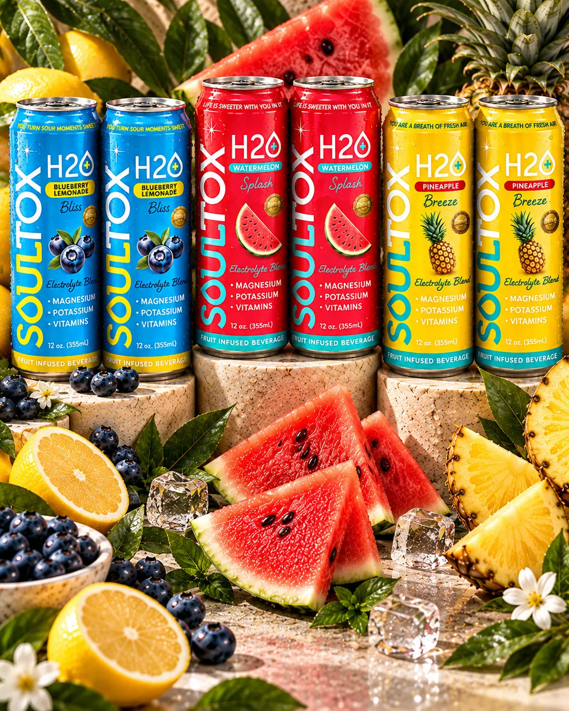 The ingredients in SOULTOX Fruit Fusion Variety Pack | 12 Cans, Four of Each Flavor