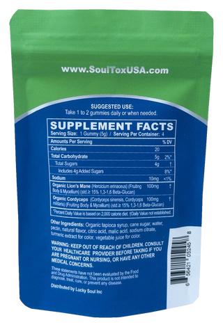 Focus Gummies — pouch, back, with supplement facts