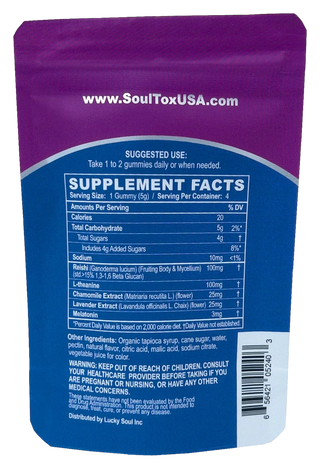 Sleep Gummies — pouch, back, with supplement facts