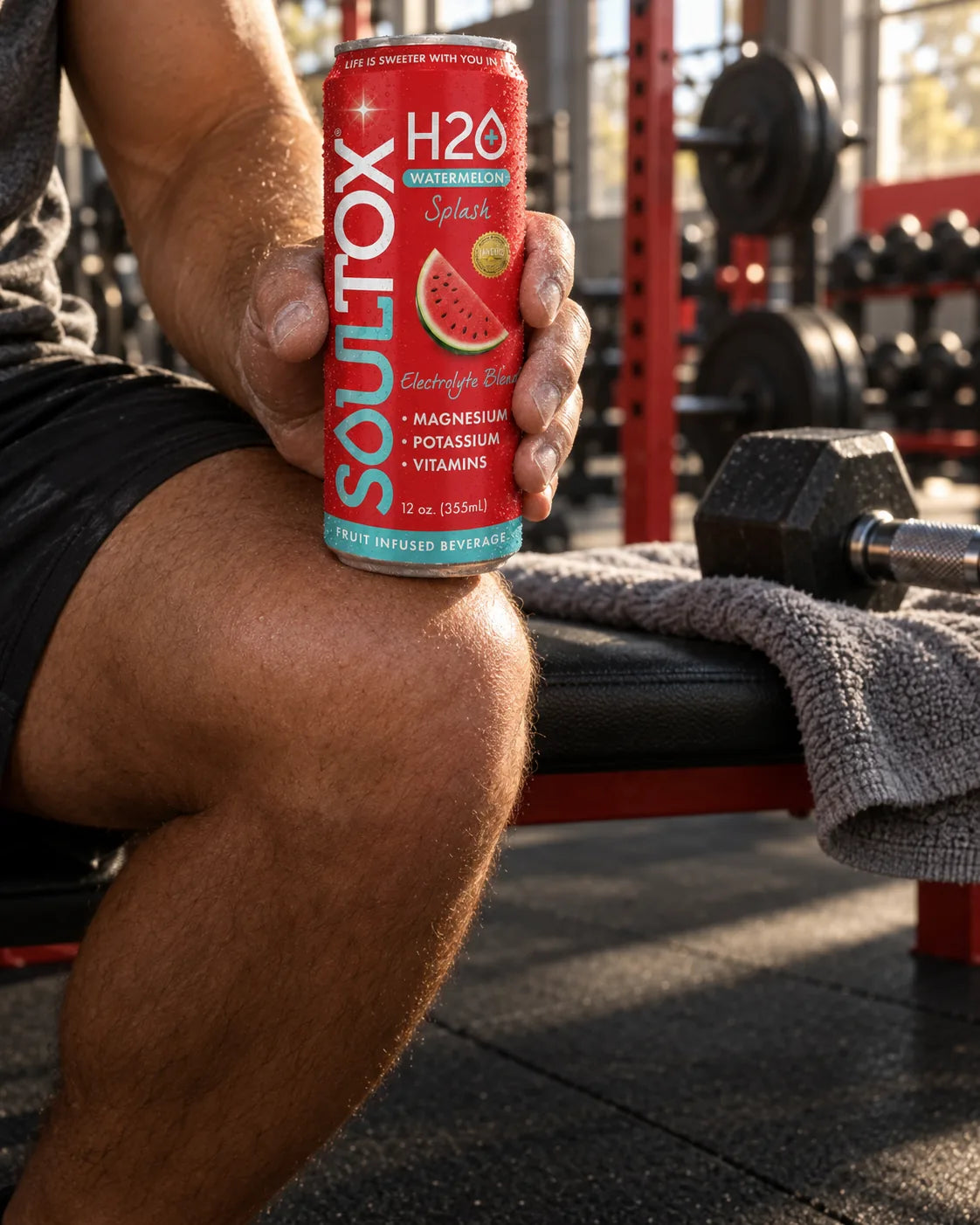 Watermelon Splash on the bench between sets